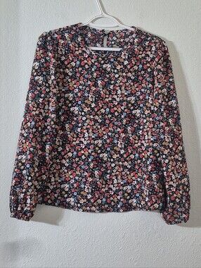 Women's Floral Long-Sleeve Blouse - Black Multi